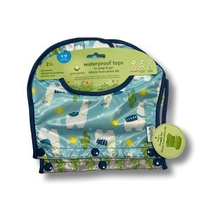 NWT Green Sprouts 2pack Waterproof Snap n Go Food Catcher Bibs - Size 6-18mo